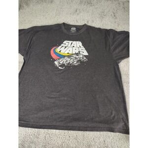 Vintage Fifth Sun Star Wars 4XL Gray Faded Millennium Falcon Shirt Retro Y2K